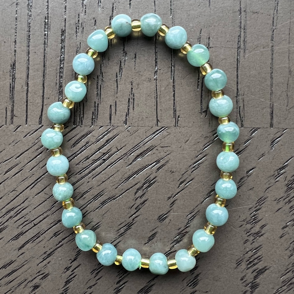 Blue water jade bracelet 5mm SIZE 6’